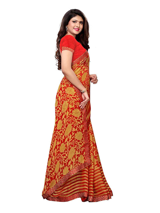 Red, Multi Color Georgette Saree