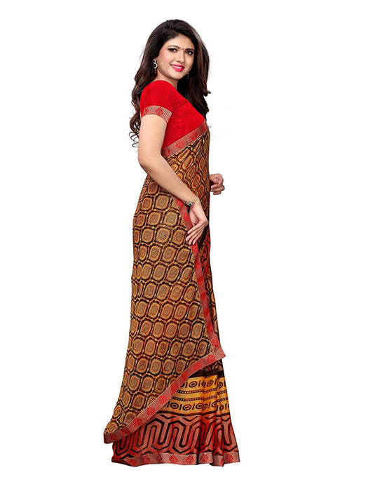 Red, Multi Color Georgette Saree