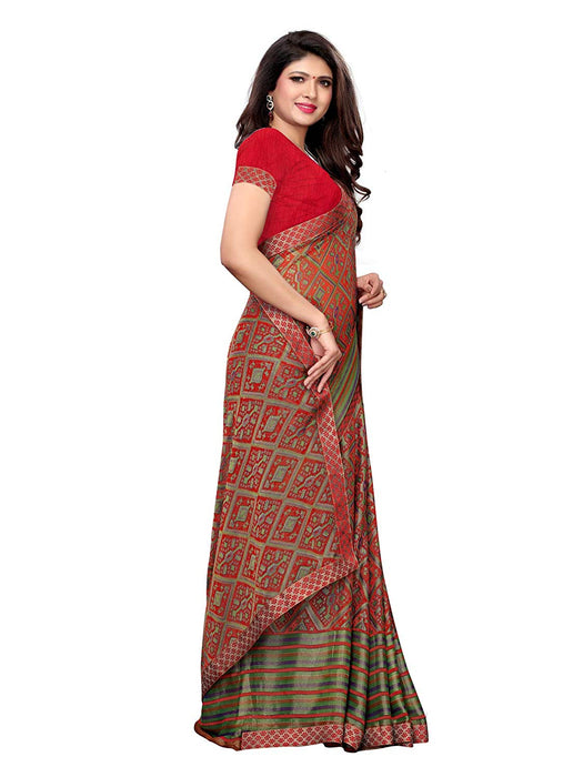 Maroon, Multi Color Georgette Saree only in Bigswipe