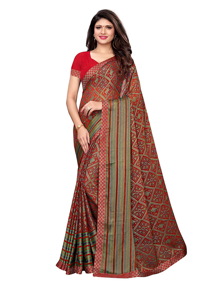 Maroon, Multi Color Georgette Saree only in Bigswipe