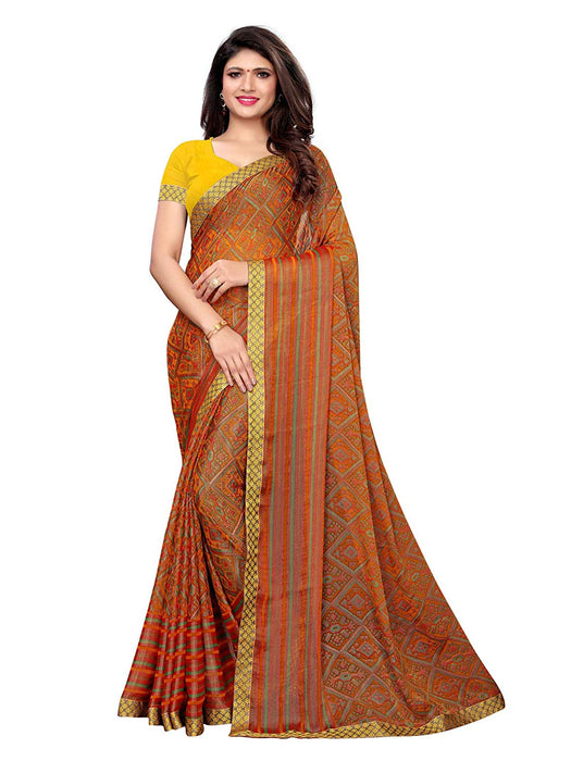 Orange, Multi Color Georgette Saree only in Bigswipe