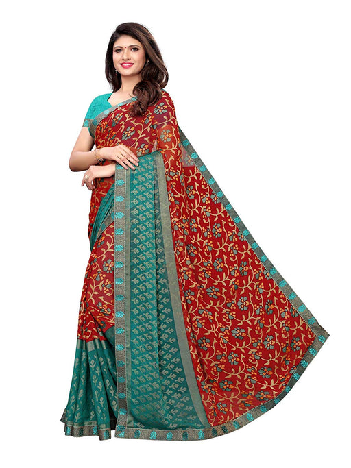 Maroon, Turquoise, Multi Color Georgette Saree only in Bigswipe