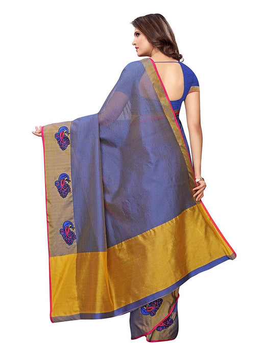 Navy Blue Color Cotton Silk Saree only in Bigswipe