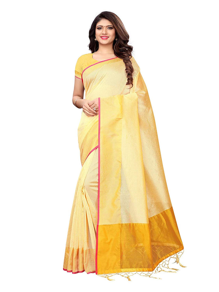 Beige Color Cotton Silk Saree only in Bigswipe