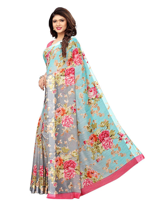 Blue, Grey,  Multi Color Cotton Silk Saree only in Bigswipe