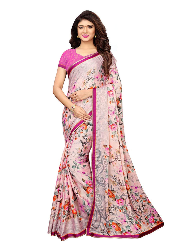 Pink, Multi Color Shimmer Saree only in Bigswipe