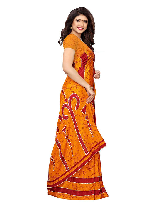 Yellow, Maroon Color Crepe Saree