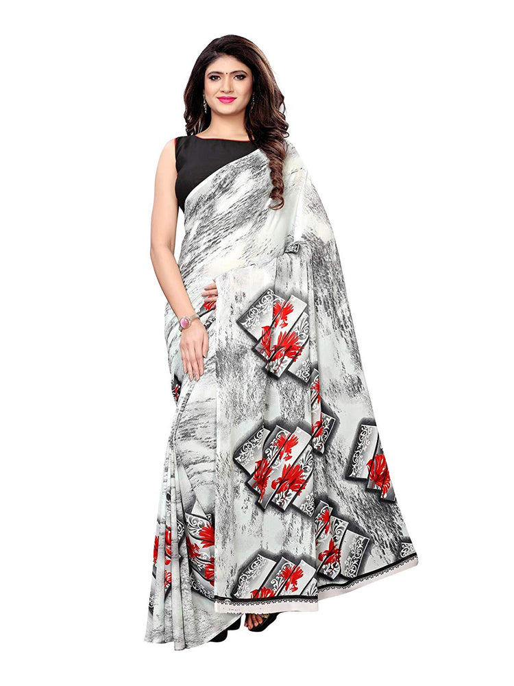 Off White, Multi Color Georgette Saree only in Bigswipe