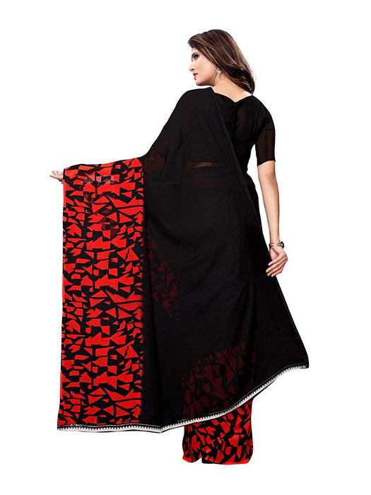 Black, Red Color Georgette Saree only in Bigswipe