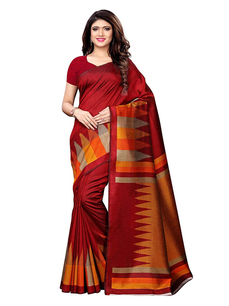 Maroon, Multi Color Art Silk Saree only in Bigswipe