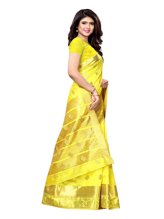 Yellow Color Poly Silk Saree