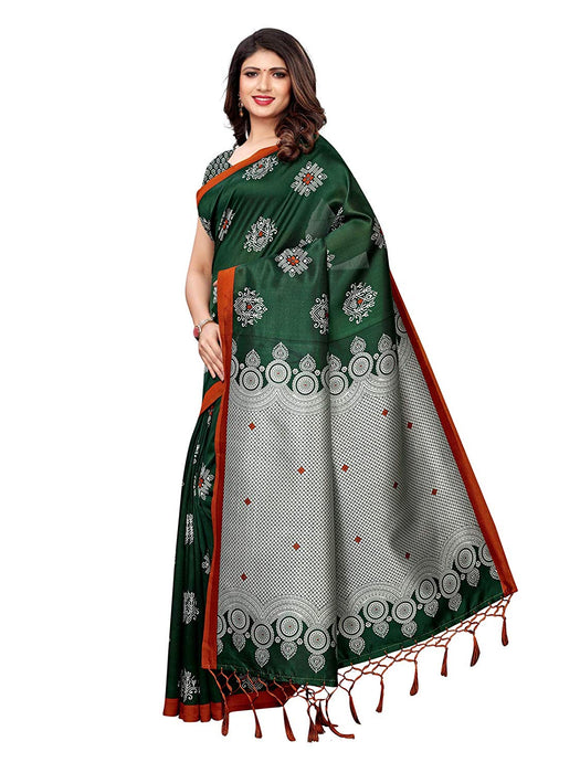 Green, Multi Color Poly Silk Saree only in Bigswipe