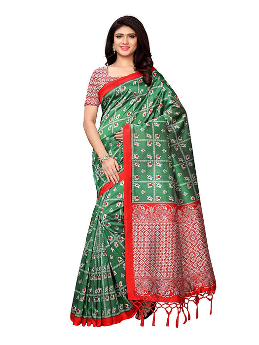 Green, Multi Color Poly Silk Saree only in Bigswipe