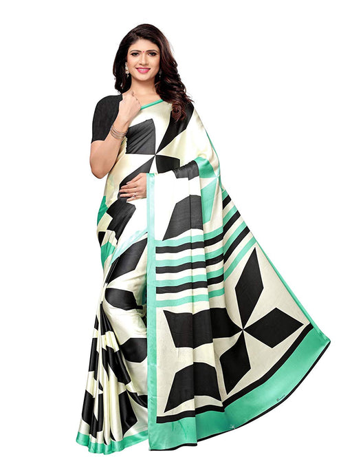 Off White,Turquoise, Multi Color Satin Saree only in Bigswipe