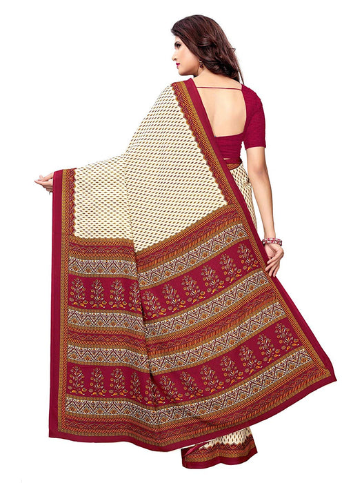 Off White, Maroon Color Crepe Saree only in Bigswipe