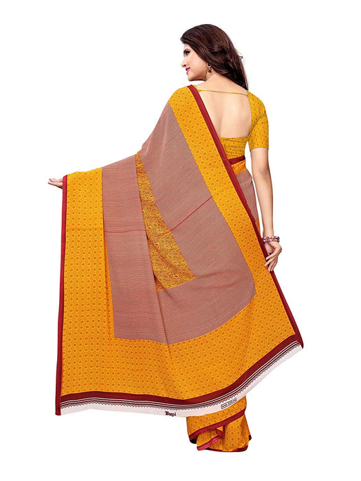 Yellow, Beige, Multi Color Crepe Saree