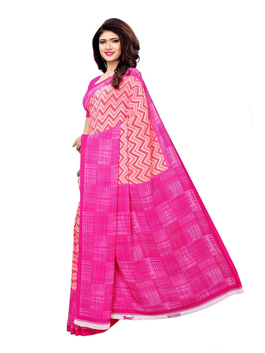 Pink, Off White, Multi Color Crepe Saree only in Bigswipe