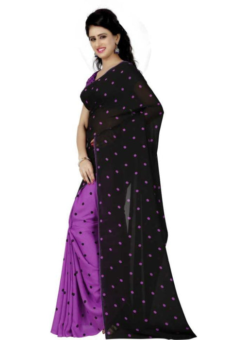 Printed Faux Georgette Purple Color Saree only in Bigswipe