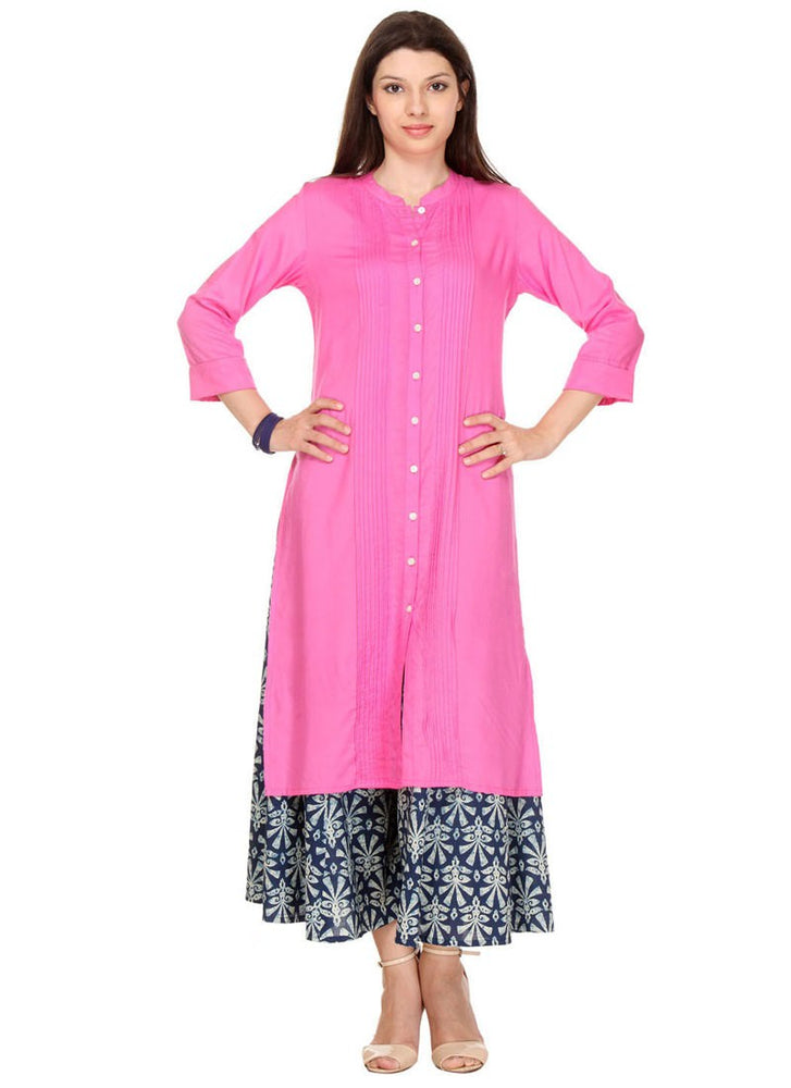 Pink Color Printed,Beads Rayon Kurti only in Bigswipe