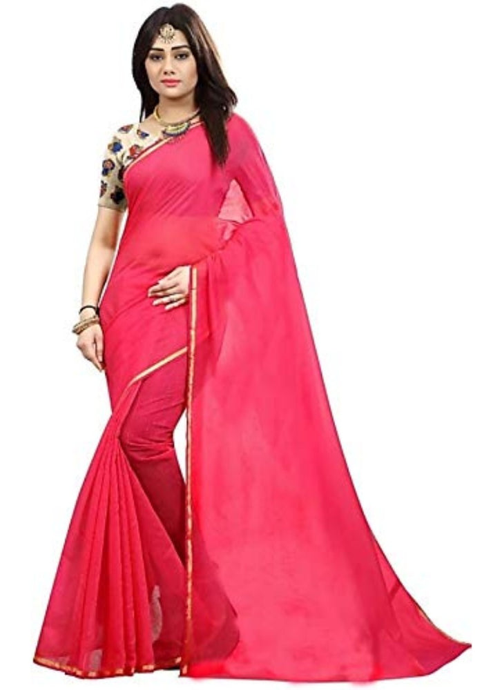 Pink Color Printed Chanderi Silk Saree With Blouse only in Bigswipe