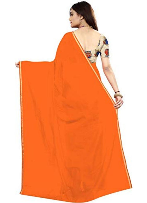 Orange Color Printed Chanderi Silk Saree With Blouse only in Bigswipe