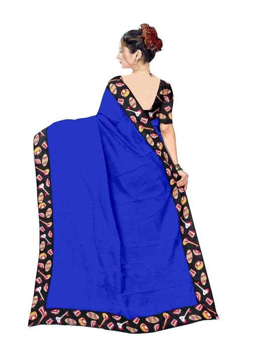 Blue Color Printed Chanderi Silk Saree With Blouse only in Bigswipe
