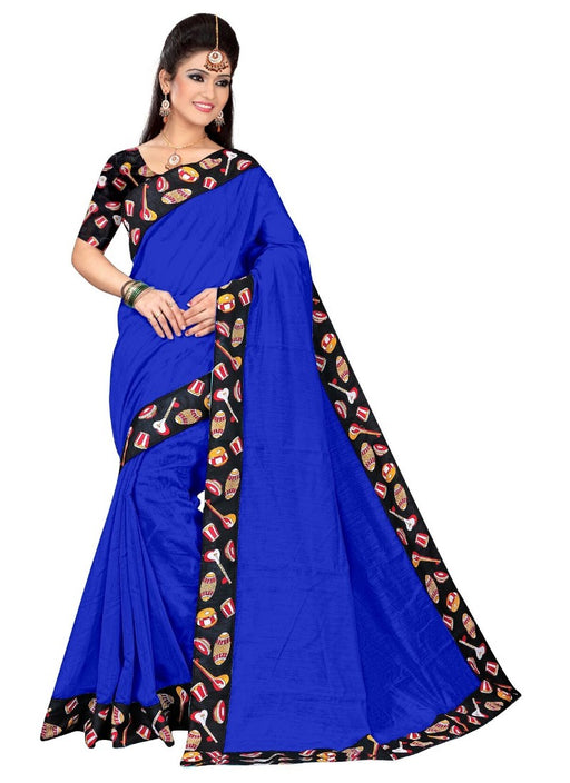 Blue Color Printed Chanderi Silk Saree With Blouse only in Bigswipe