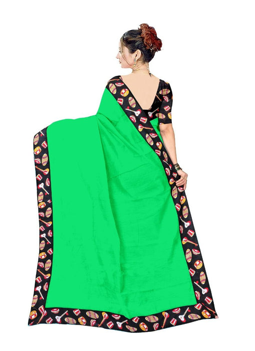 Green Color Printed Chanderi Silk Saree With Blouse only in Bigswipe