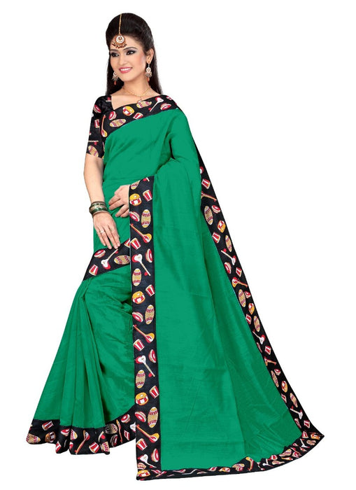 Green Color Printed Chanderi Silk Saree With Blouse only in Bigswipe