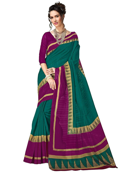 Green Color Printed Bhagalpuri Saree With Blouse only in Bigswipe