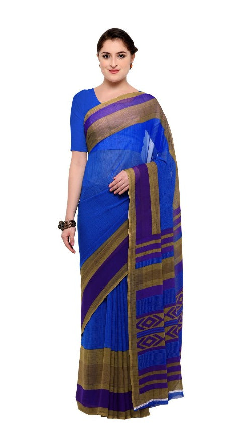 Blue Color Printed Georgette Saree With Blouse only in Bigswipe