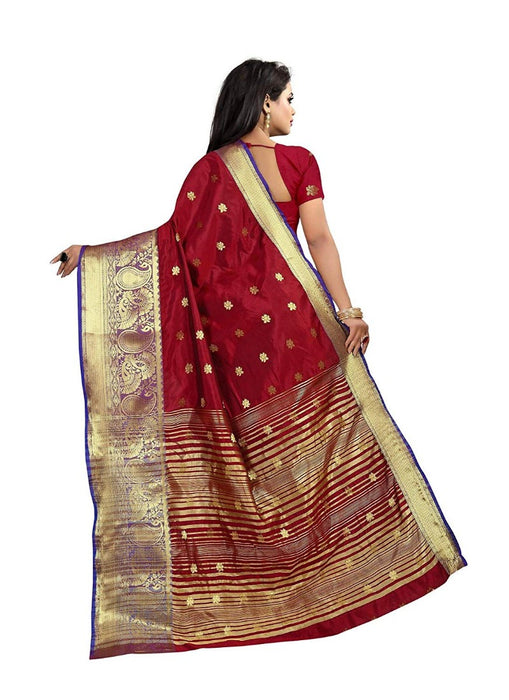 Maroon Color Weaving Cotton Silk Saree With Blouse only in Bigswipe