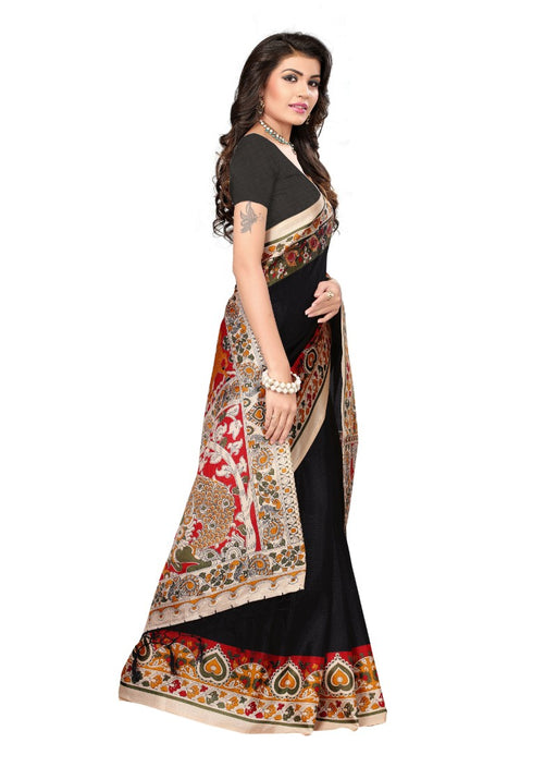 Black Color Printed Khadi Silk Jhalor Saree With Blouse only in Bigswipe