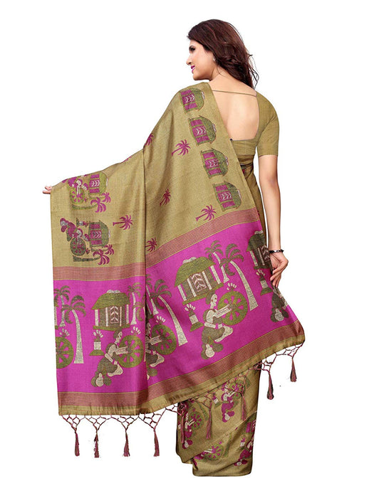 Green (Olive Green), Purple Color Art Silk Saree only in Bigswipe