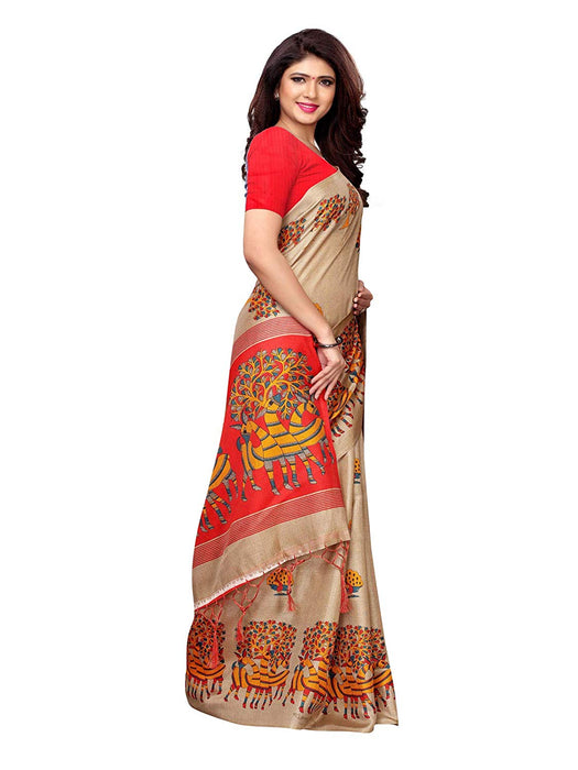 Beige, Maroon Color Art Silk Saree only in Bigswipe