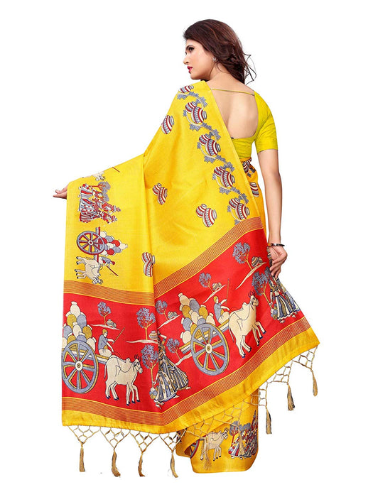 Yellow, Maroon Color Art Silk Saree