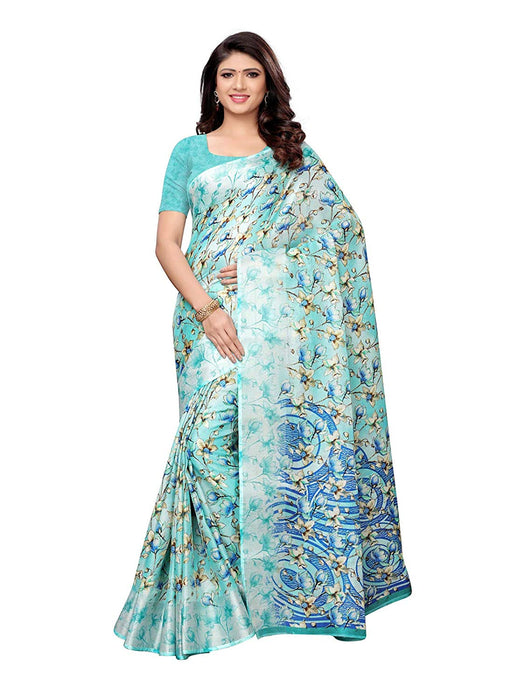 Blue, Multi Color Leno (Cotton Silk) Saree only in Bigswipe