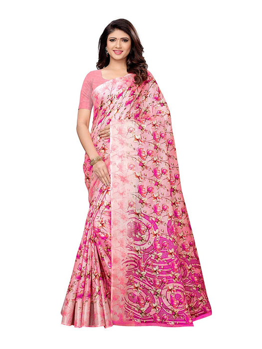 Pink, Multi Color Leno (Cotton Silk) Saree only in Bigswipe