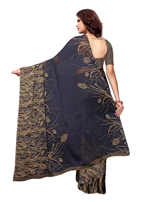 Beige, Black Color Shimmer (Chiffon) Saree only in Bigswipe