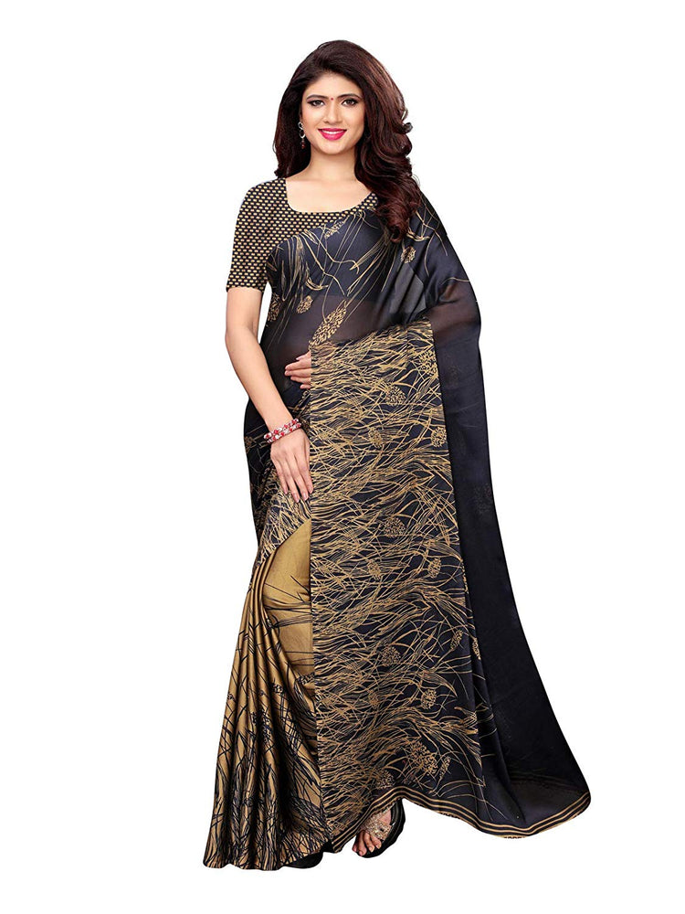 Beige, Black Color Shimmer (Chiffon) Saree only in Bigswipe