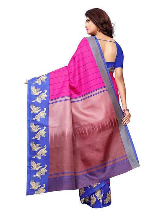 Pink, Multi Color Art Silk Saree only in Bigswipe