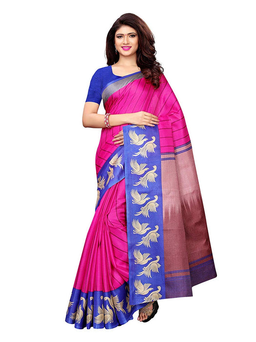 Pink, Multi Color Art Silk Saree only in Bigswipe