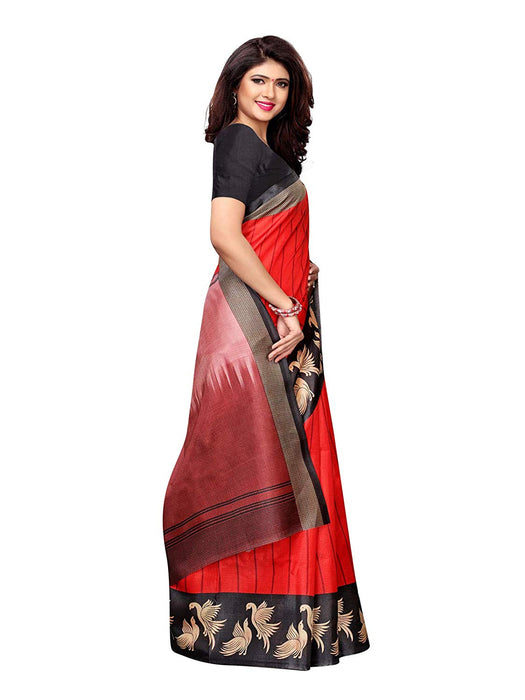 Red, Multi Color Art Silk Saree