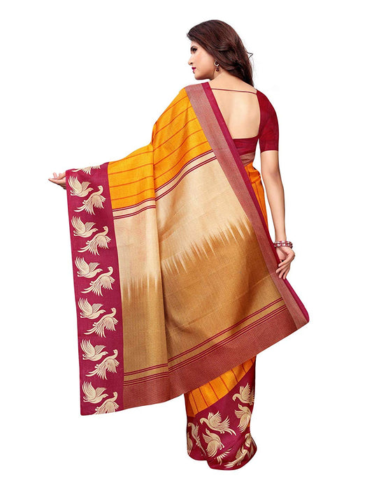 Yellow, Multi Color Art Silk Saree