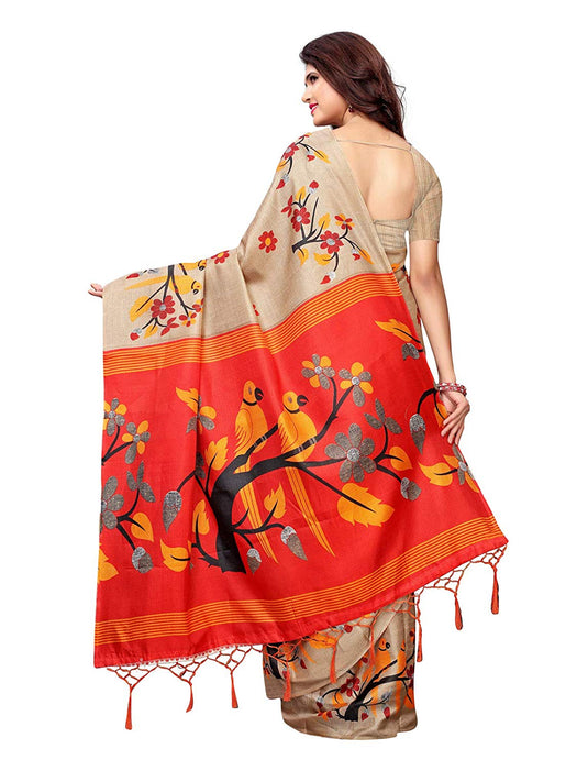 Beige, Maroon Color Art Silk Saree only in Bigswipe