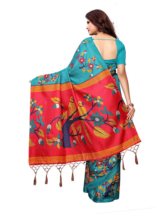 Turuqoise, Maroon Color Art Silk Saree