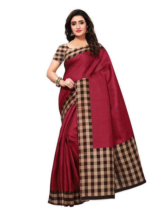 Maroon, Black, Brown Color Art Silk Saree only in Bigswipe