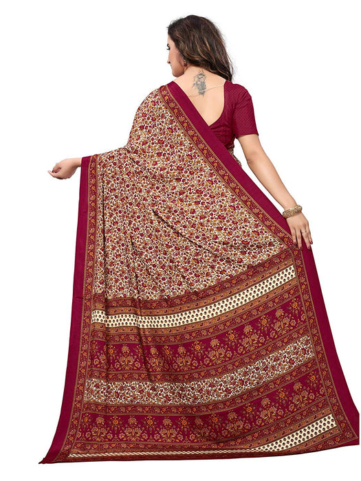 Beige, Maroon, Multi Color Crepe Saree only in Bigswipe