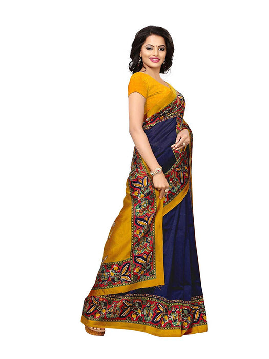 Navy Blue Color Poly Silk Saree only in Bigswipe