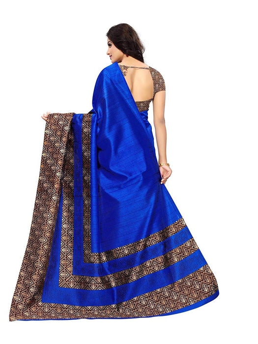 Blue, Brown Color Poly Silk Saree only in Bigswipe